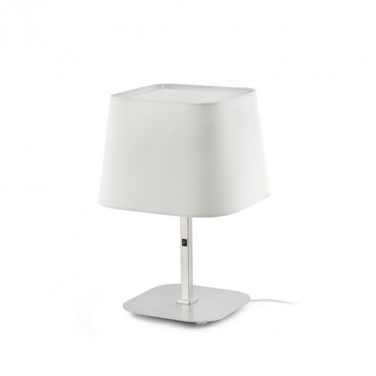 Lampe de table décorative collection SWEET nickel mat avec abat jour blanc (FARO 29937)