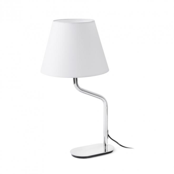 FARO 24008-13 Lampe de table chrome et blanche ETERNA 