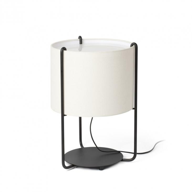 FARO 24020-31 Lampe de table noire et beige DRUM 