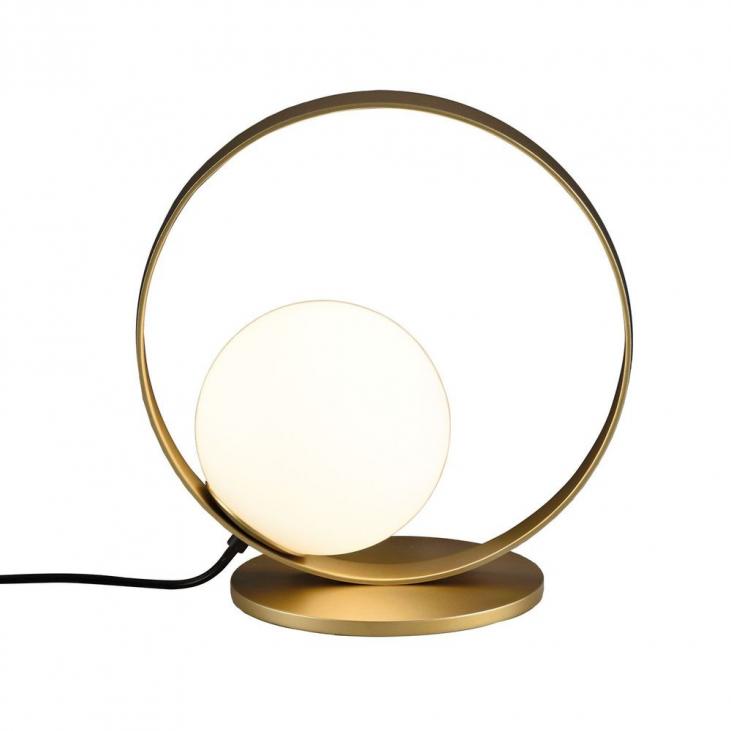 3815/1 Lampe de table dorée technique et opale HALO