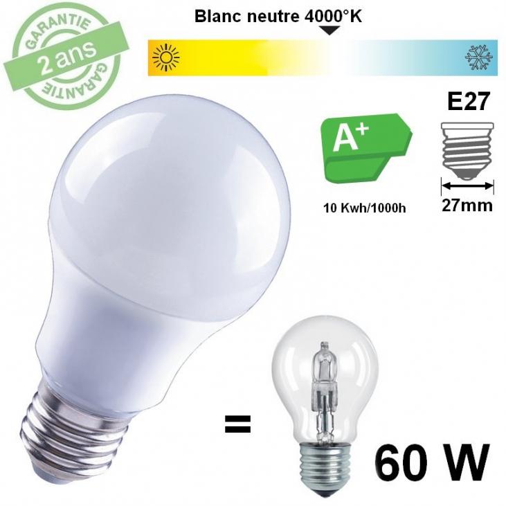 AMPOULE LED STANDARD 9W Blanc neutre 850 lumens