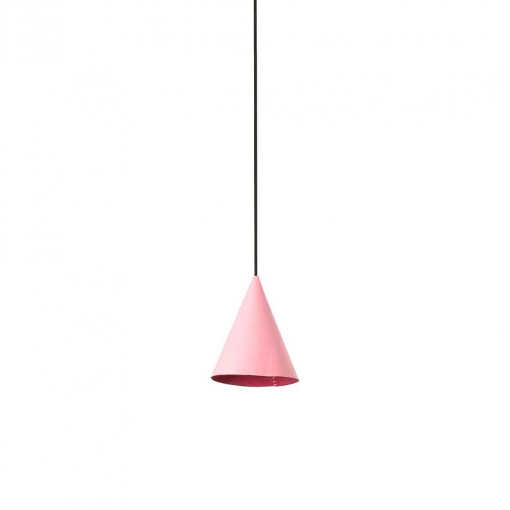 FADA : Suspension décorative LED avec abat jour conique en cuir rose