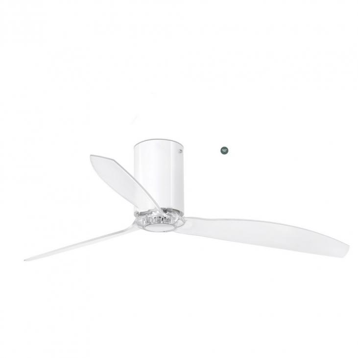 FARO 32038WP Ventilateur de plafond transparent et blanc brillant SMART FAN Ø128cm MINI TUBE