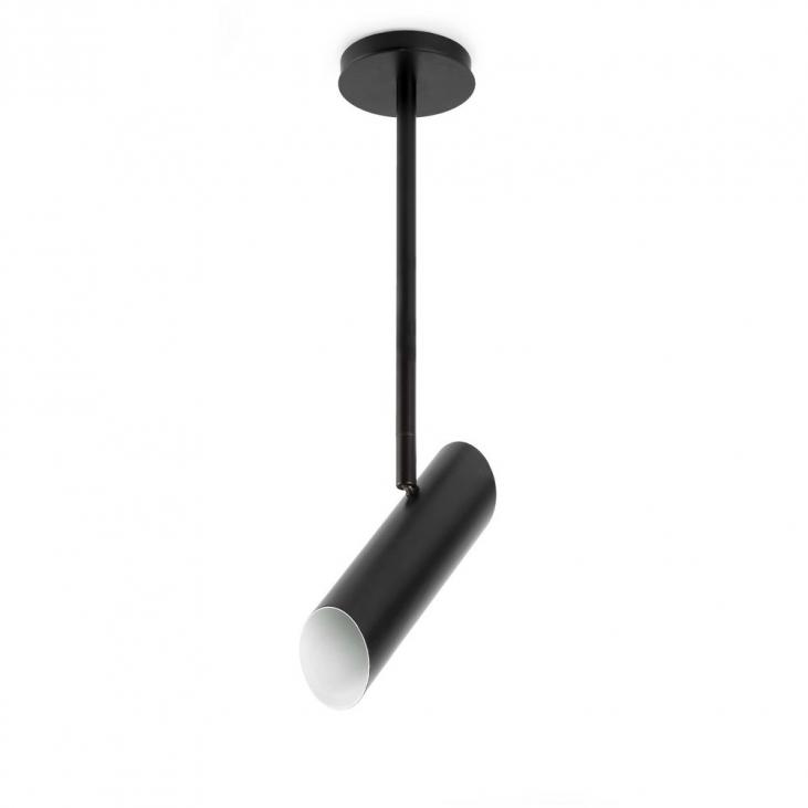 Plafonnier décoratif tubulaire en métal noir pour 1 lampe à culot GU10  collection LINK ( FARO 29878