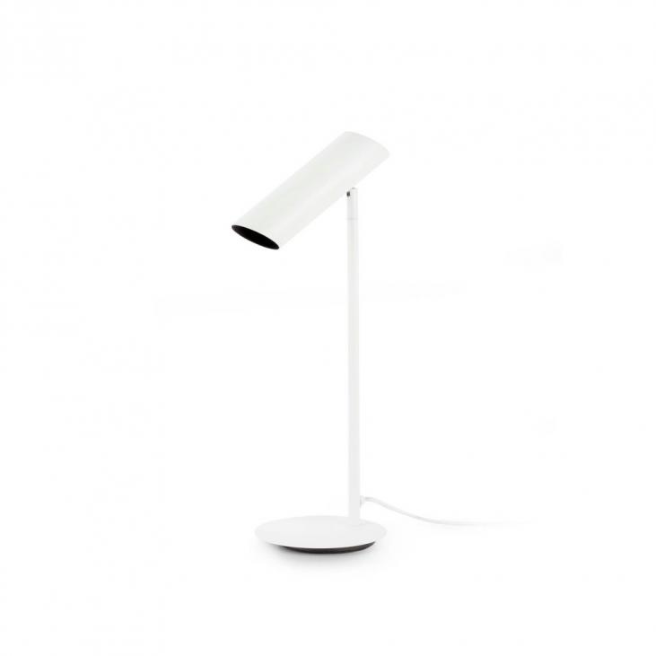 Lampe de table décorative tubulaire en métal couleur blanc collection LINK (FARO 29881)