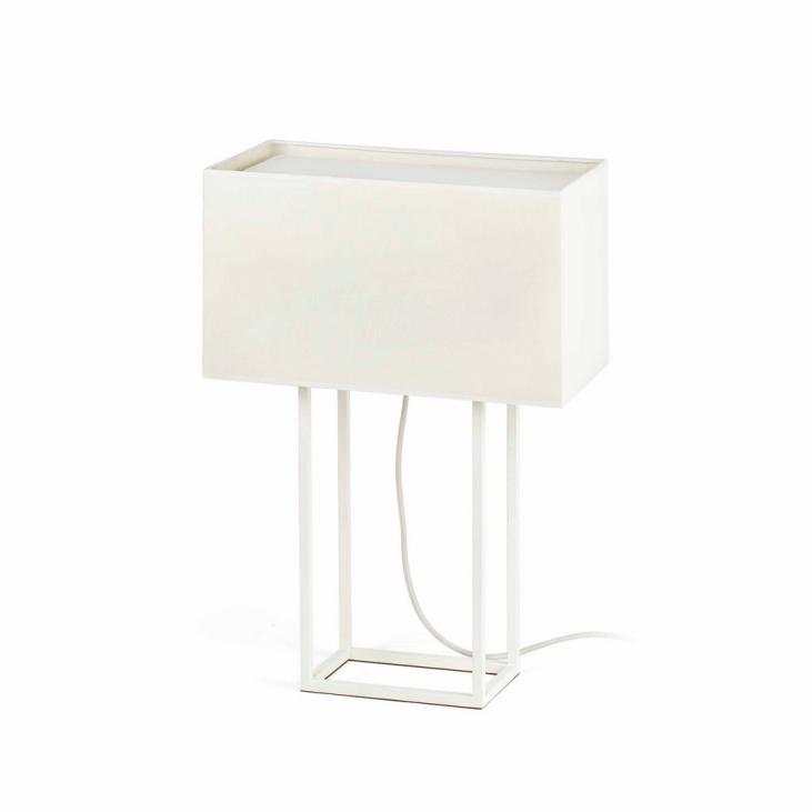 VESPER Lampe de table blanche avec un abat jour beige 2xE27 (FARO 29984)