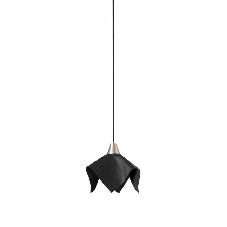 FAUNA : Suspension décorative LED avec abat jour en cuir noir