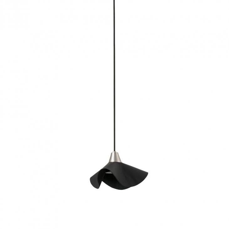 HELGA : Suspension décorative LED avec abat jour en cuir noir