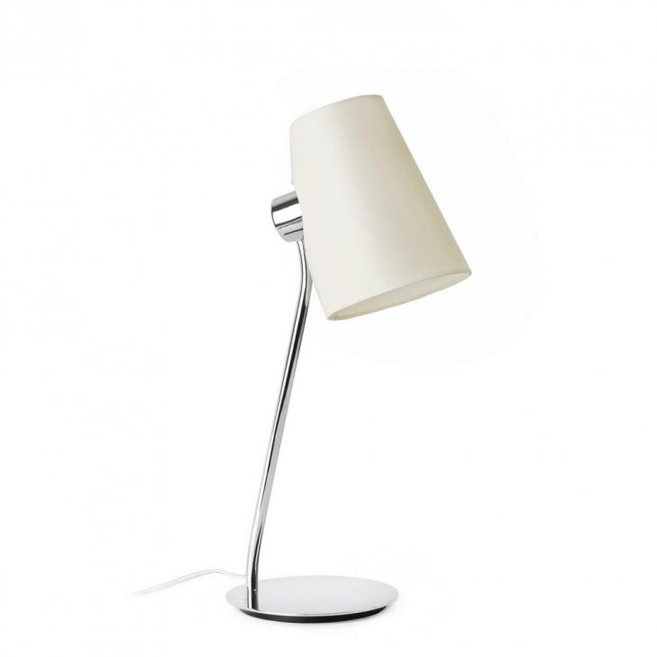 LUPE : Lampe de table chromé avec abat jour blanc 1xE27