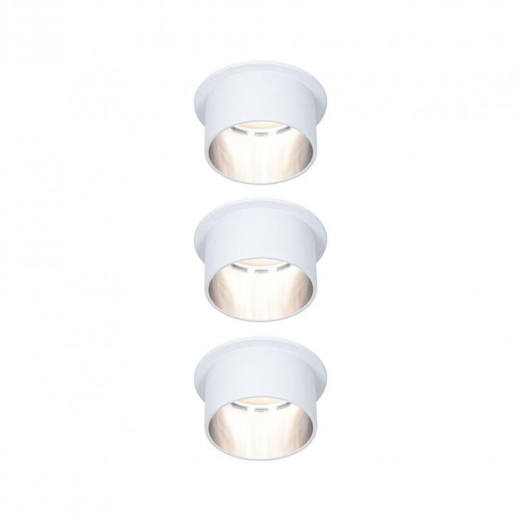 PAULMANN 93385 Kit de 3 spots encastrés LED couleur blanc dépoli, acier brossé GIL