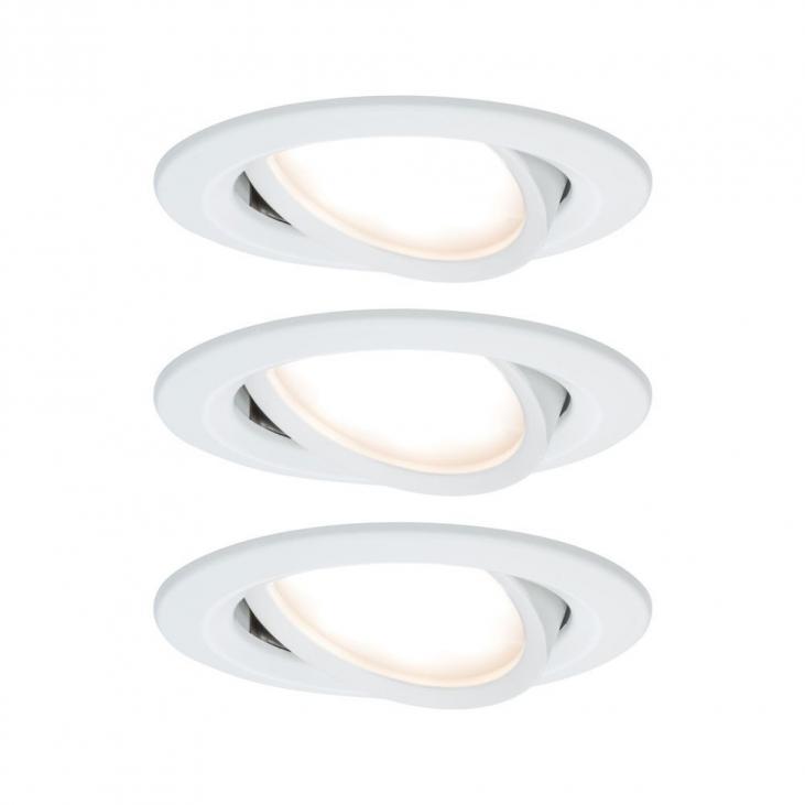 PAULMANN 93485 Kit de 3 spots encastrés LED couleur blanc dépoli NOVA