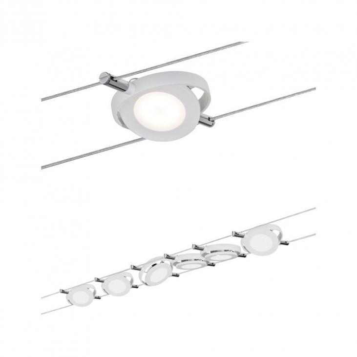 PAULMANN 94106 Kit de 6 systèmes de câbles LED couleur blanc dépoli ROUNDMAC