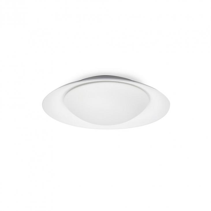 SIDE: Plafonnier décoratif 15W LED Ø390mm en metal blanc et verre opal