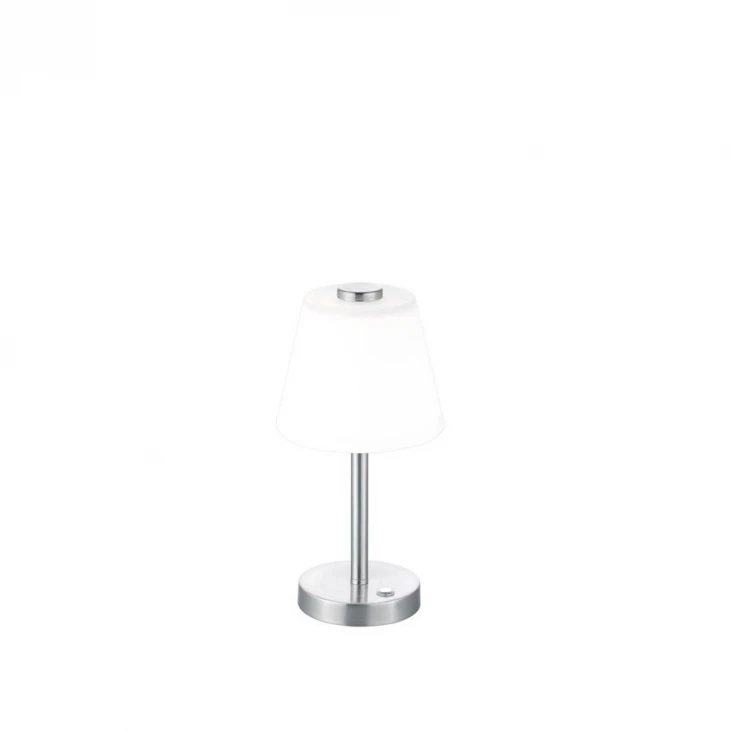 TRIO 525490107 Lampe de table intérieur nickel mat et blanche EMERALD