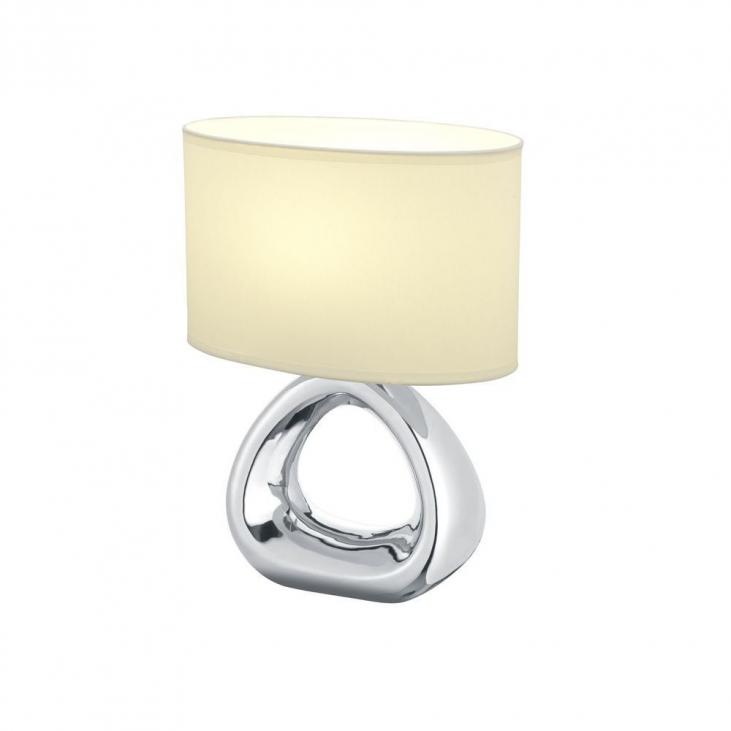 TRIO R50841089 Lampe de table intérieur argentée et blanche GIZEH