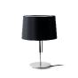 VOLTA : Lampe de table design nickel mat avec abat jour en tissu noir (FARO 20026)