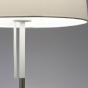 VOLTA : Lampe de table design nickel mat avec abat jour en tissu blanc (FARO 20025)