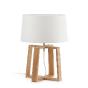lampe de table en bois avec abat jour en tissu blanc Modèle BLISS (FARO 28401)